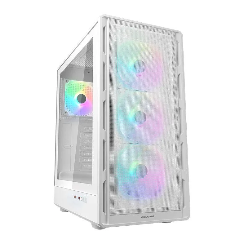 Gabinete Gamer Cougar Airface Pure RGB Mid Tower com Lateral em Vidro e 3 Fans Branco 382GA50.0002