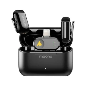 Kit de Microfones de Lapela Maono Sem Fio Wave T1 Mini Lightning com Case de Carregamento WM622 Lightning