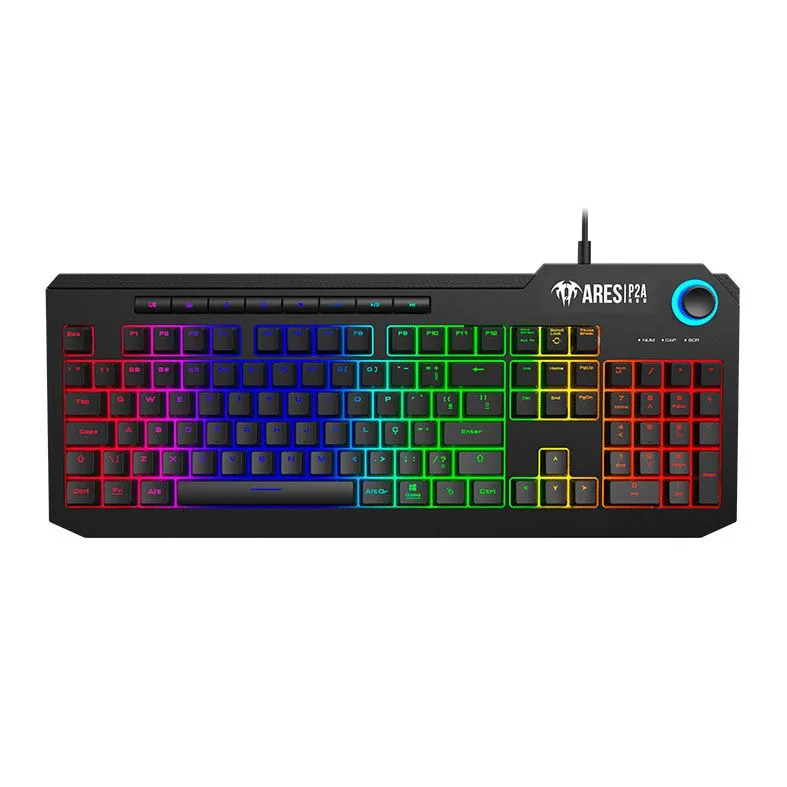Teclado Gamer Gamdias Ares P2A Membrana ABNT2 Preto com Iluminação RGB