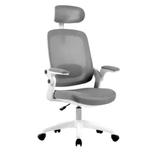 Cadeira Elements Office Astra Cinza e Branco Ajuste de Inclinação Automático Cilindro de Gás Classe 4 WFFLG67335L0122