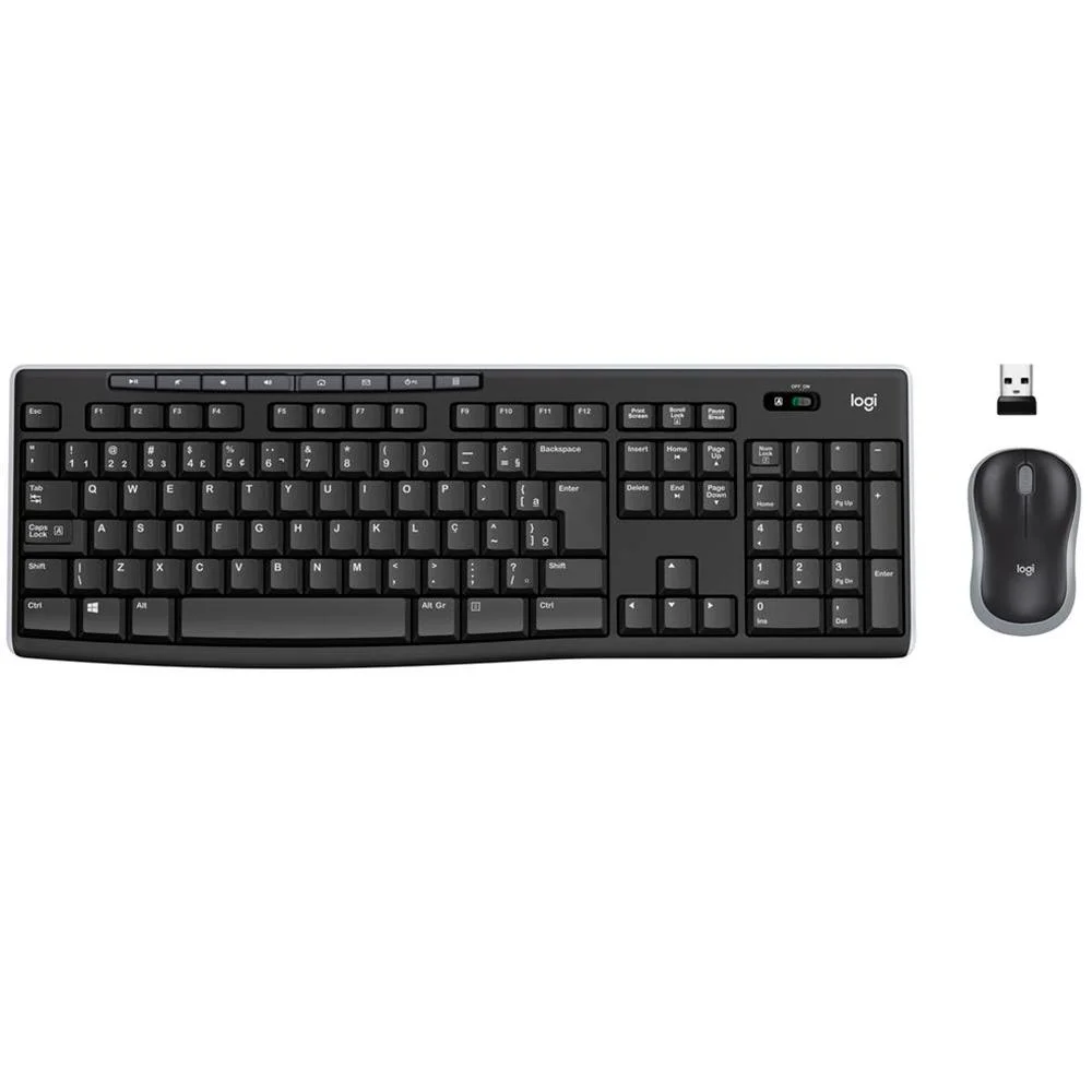 Combo Teclado Multimídia e Mouse Sem Fio Logitech MK270 Preto