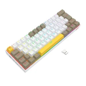 Teclado Mecânico Gamer Redragon Draconic Pro RGB K530-YL WT GY Branco Switch Marrom