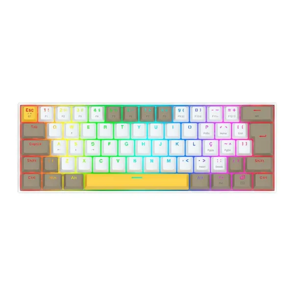 Teclado Mecânico Gamer Redragon Draconic Pro RGB K530-YL WT GY Branco Switch Marrom