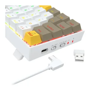 Teclado Mecânico Gamer Redragon Draconic Pro RGB K530-YL WT GY Branco Switch Marrom