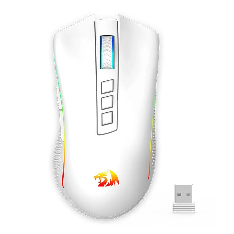 Mouse Gamer Redragon Cobra Pro RGB Wireless USB 10000 DPI Branco M711W-PRO
