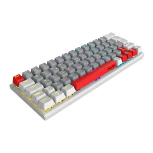 Teclado Mecânico Pcyes 60% Pcyes Kuromori White Ghost Switch Red Led Rainbow Ptkmwg60Rd