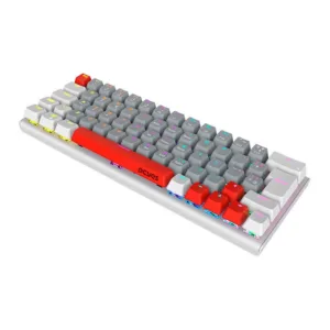 Teclado Mecânico Pcyes 60% Pcyes Kuromori White Ghost Switch Red Led Rainbow Ptkmwg60Rd