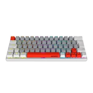 Teclado Mecânico Pcyes 60% Pcyes Kuromori White Ghost Switch Red Led Rainbow Ptkmwg60Rd