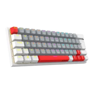Teclado Mecânico Pcyes 60% Pcyes Kuromori White Ghost Switch Red Led Rainbow Ptkmwg60Rd