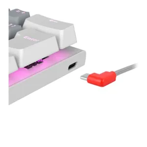Teclado Mecânico Pcyes 60% Pcyes Kuromori White Ghost Switch Red Led Rainbow Ptkmwg60Rd