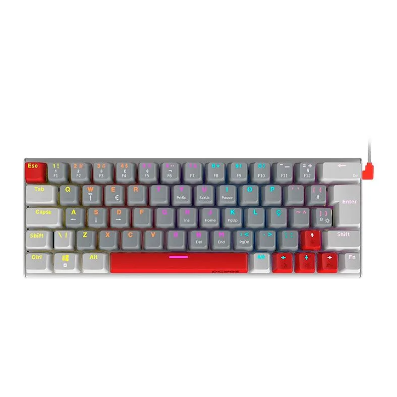 Teclado Mecânico Pcyes 60% Pcyes Kuromori White Ghost Switch Red Led Rainbow Ptkmwg60Rd