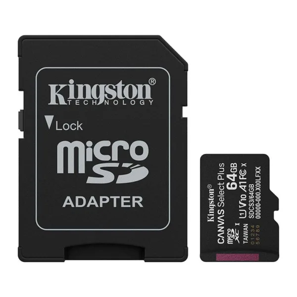 Cartão MicroSD Kingston Canvas Select Plus 64GB microSDXC Classe 10 100MB/s SDCS3/64GB