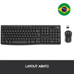 Combo Teclado Multimídia e Mouse Sem Fio Logitech MK270 Preto