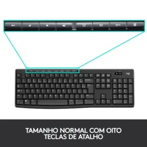 Combo Teclado Multimídia e Mouse Sem Fio Logitech MK270 Preto