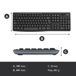 Combo Teclado Multimídia e Mouse Sem Fio Logitech MK270 Preto