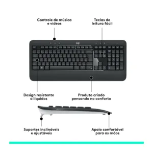 Combo Teclado e Mouse Sem Fio Logitech MK540 Advanced Multimídia Unifying 920-008674