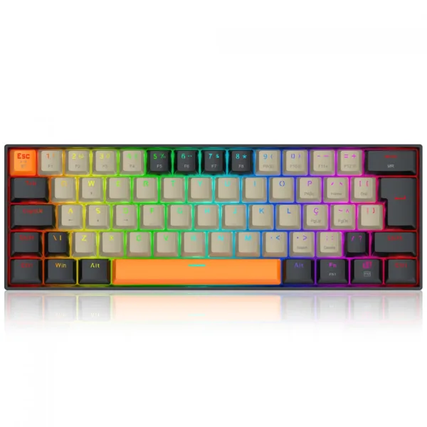 Teclado Mecânico Gamer Redragon Draconic Pro RGB K530-OG GY BK Sem Fio Switch Marrom