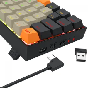 Teclado Mecânico Gamer Redragon Draconic Pro RGB K530-OG GY BK Sem Fio Switch Marrom