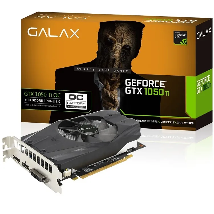 Placa de Vídeo GeForce GTX 1050 Ti 4GB OC DDR5 128Bits 50IQH8DSN8OC - Galax