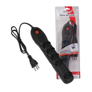 Filtro de Linha + Protetor Contra Surtos 5 Tomadas Preto 5001 - Force Line