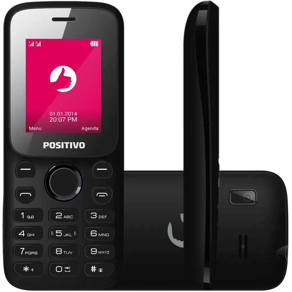Celular P25, Tela 1.8, Câmera, Rádio FM, Dual Chip, Desbloqueado Preto - Positivo