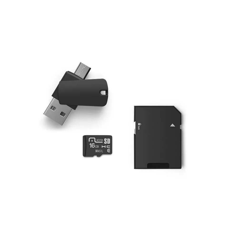 Kit 4x1 Pen Drive Dual OTG Micro USB / Micro SD / Adaptador SD 16GB Classe 10 MC131 - Multilaser