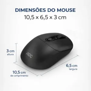 Mouse Sem Fio Aoc Ms300b Bluetooth Usb 1600 Dpi Recarregável