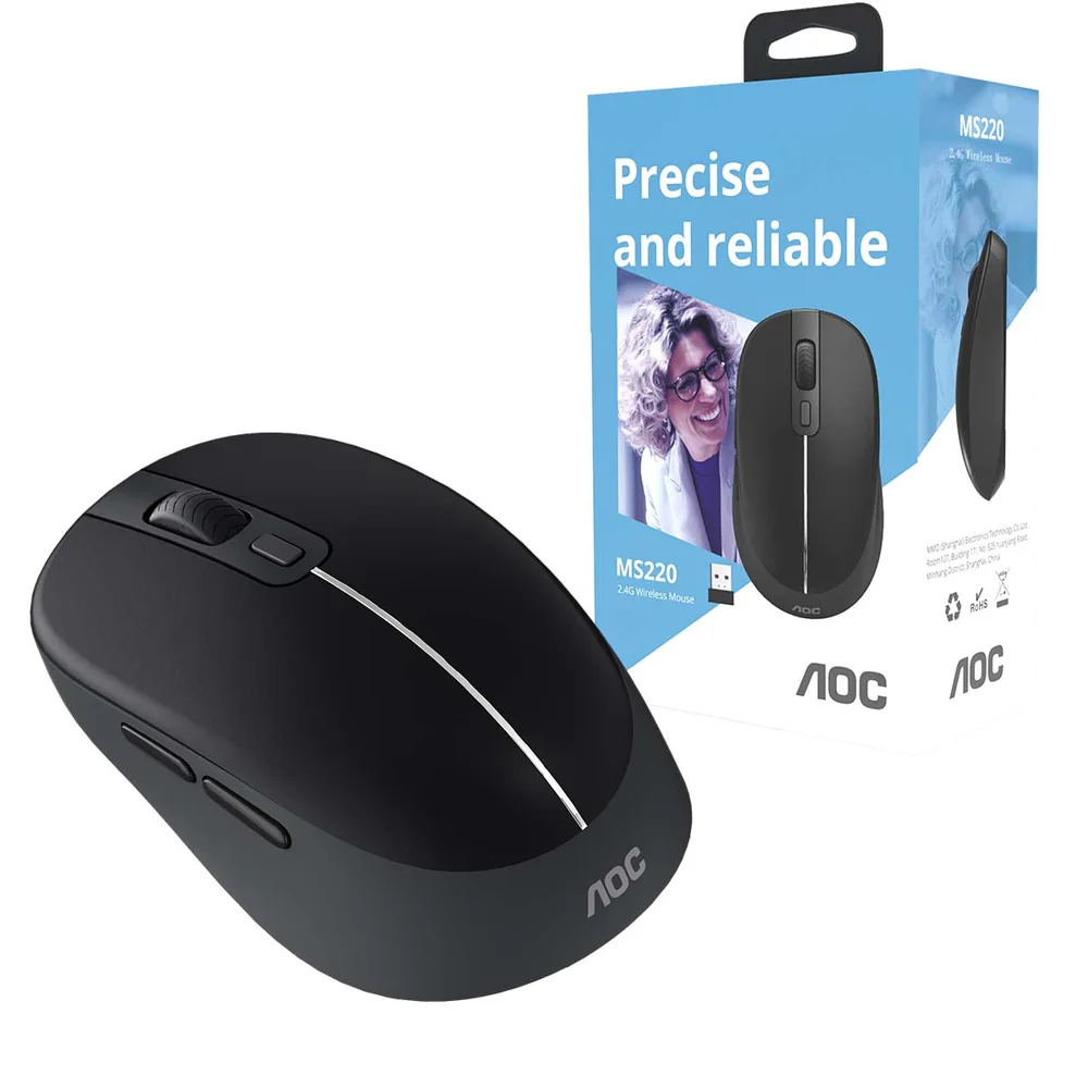 Mouse Sem Fio AOC MS220B 2.4GHz 1600 DPI Office Preto