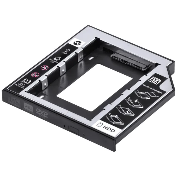 Adaptador Caddy Vinik AC-127 para HD ou SSD em Baia de DVD de Notebook
