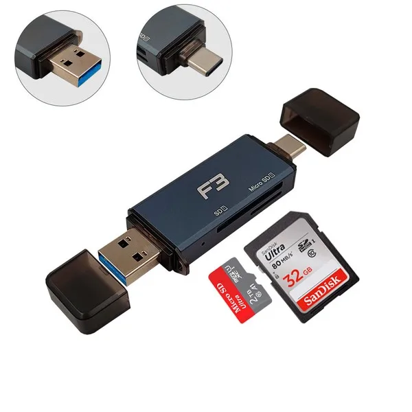 Adaptador TYPE-C/USB 3.0 para Leitor de cartão SD/ Micro SD JC-LT-TYC-U - F3
