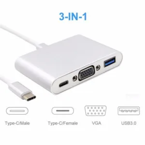 Cabo Adaptador 3 em 1 USB-C 3.1 Type-C Para VGA - USB 3.0 JC-TYC-VGA31 - f3