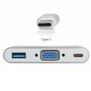 Cabo Adaptador 3 em 1 USB-C 3.1 Type-C Para VGA - USB 3.0 JC-TYC-VGA31 - f3