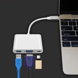 Cabo Adaptador 3 em 1 USB-C 3.1 Type-C Para VGA - USB 3.0 JC-TYC-VGA31 - f3