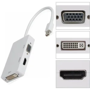 Cabo Adaptador Conversor Mini Displayport Para DVI + HDMI + VGA 3 em 1 JC-MDP3IN1 - F3