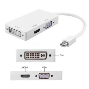 Cabo Adaptador Conversor Mini Displayport Para DVI + HDMI + VGA 3 em 1 JC-MDP3IN1 - F3