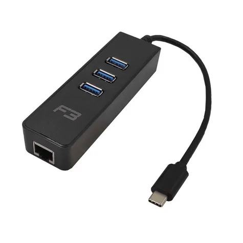 CABO ADAPTADOR USB-C 3.1 TYPE-C PARA HUB 3 PORTAS USB 3.0 COM RJ45 10/100/1000MBPS JC-TYC-R03 - F3