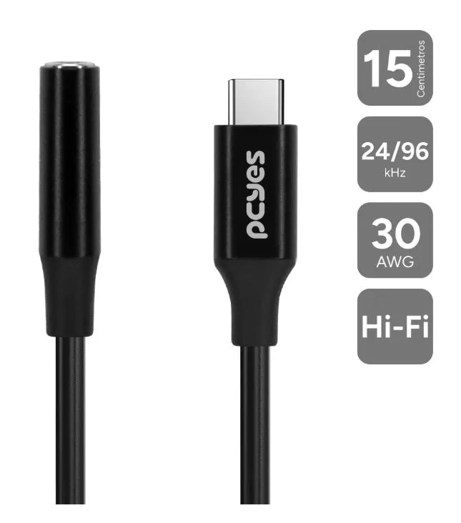 Cabo Adaptador Usb-C Para P3 Fêmea Preto 15Cm P3Ucp-15P - pcyes
