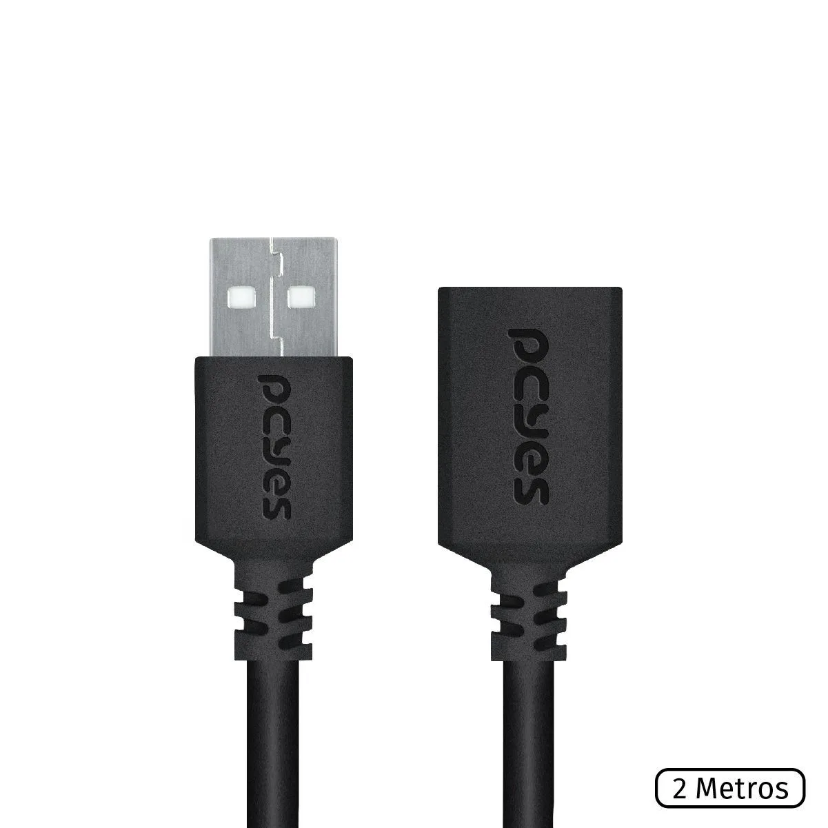 CABO EXTENSOR USB A 2.0 MACHO PARA USB A 2.0 FEMEA 28AWG PURO COBRE 2 METROS PUAMF2-2 - PCYES