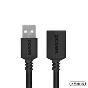 CABO EXTENSOR USB A 2.0 MACHO PARA USB A 2.0 FEMEA 28AWG PURO COBRE 2 METROS PUAMF2-2 - PCYES
