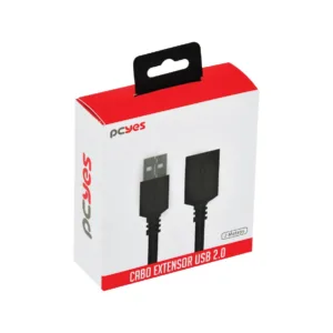 CABO EXTENSOR USB A 2.0 MACHO PARA USB A 2.0 FEMEA 28AWG PURO COBRE 2 METROS PUAMF2-2 - PCYES