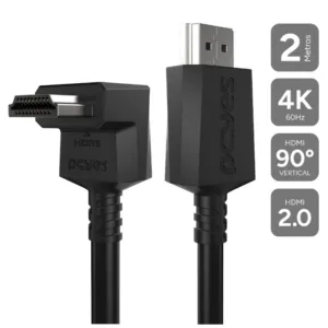 Cabo HDMI 2.0 PCYES 2 Metros Conector 90° Vertical 4K Ultra HD PH20-2V-B