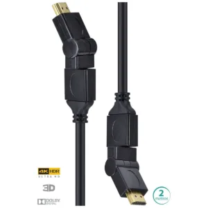 Cabo HDMI 2.0 Vinik 2 Metros 4K Ultra HD Conectores 360° Ethernet H20B360-2
