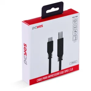 CABO PARA IMPRESSORA USB TIPO C PARA USB B 3.0 1 METRO PRETO P3UCBP-1 - PCYES