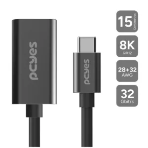 Cabo Usb Tipo-C Para Hdmi Fêmea 2.1 8K/60Hz Preto 15Cm Pucf-15-2.1 - pcyes