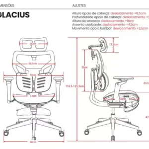 Cadeira DT3 Escritório Office Glacius Black FT com Apoio de Pé 14553-8