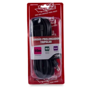 CORDAO PROLONGADOR TRIPOLAR 10M PRETO 4955 - Force Line