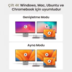 DOCK STATION DUAL 4K 10 GBPS USB-C MODELO CS700 - CUDY
