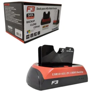 Dock Station F3 JC-DOC876U3 USB 3.0 para 2 HDs/SSDs SATA 2.5" e 3.5"
