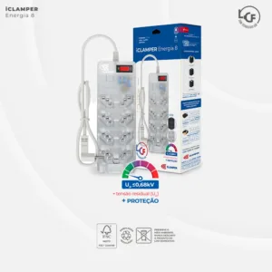 Filtro de Linha iClamper Energia 8 LCF com DPS 8 Tomadas Transparente 026776