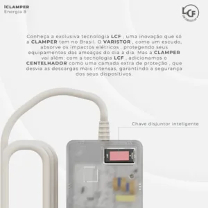 Filtro de Linha iClamper Energia 8 LCF com DPS 8 Tomadas Transparente 026776